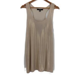 Metallic Gold Tunic Top Mini Dress Indie Sleaze Y2K Clubwear‎ Disco Racerback XL